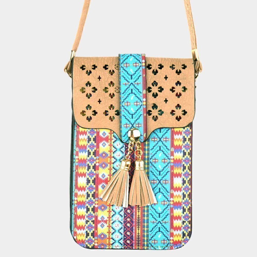 Boho Touch Screen Crossbody Cell Phone Bag Taupe NWT